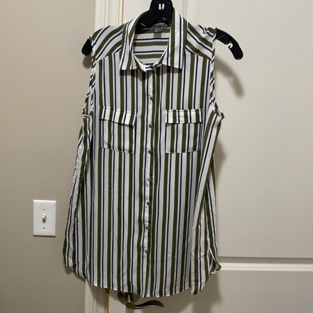 Sleeveless Striped Blouse SZ 8